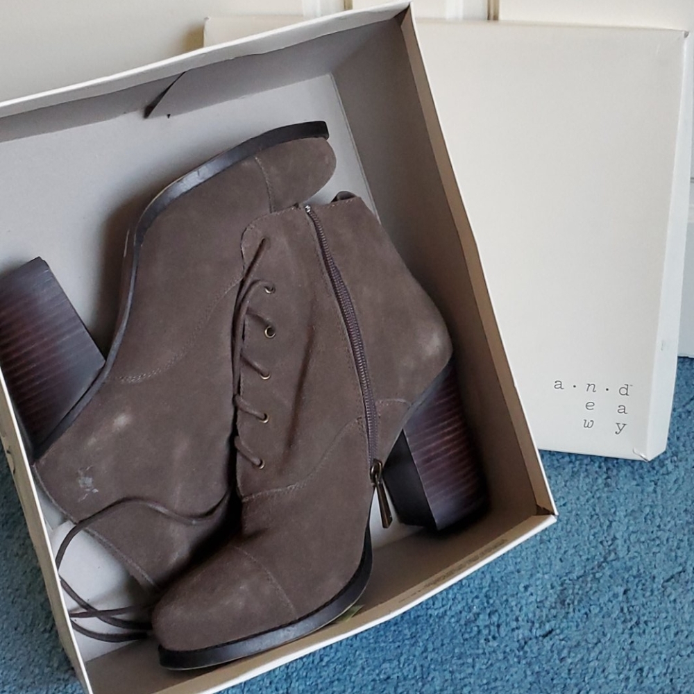 Dark Brown Suede Ankle Boots